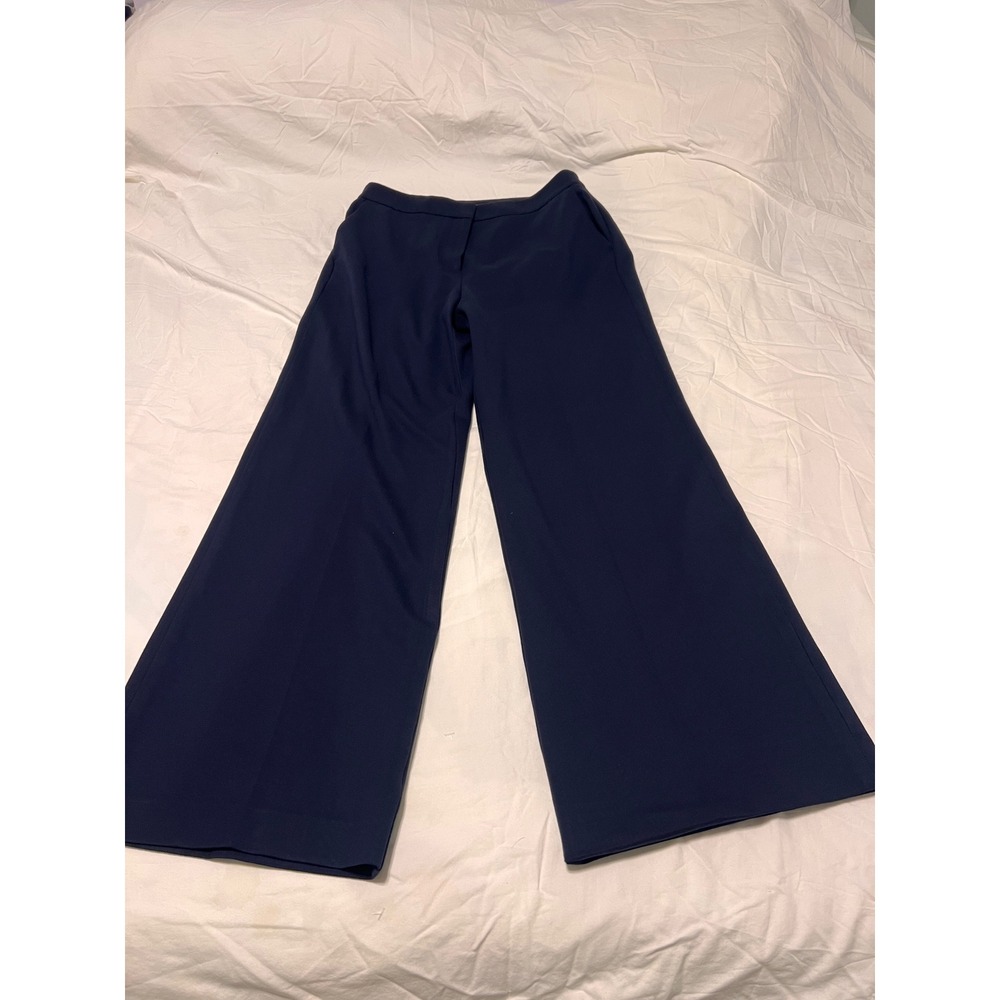 Boden Navy Blue Wide Leg Dress Pants US 10R UK 14R Flat Front Career Trousers